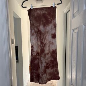 Sincerely Jules for Bandier Tie-Dye Midi Skirt in Deep light Burgundy/Bei S NWOT